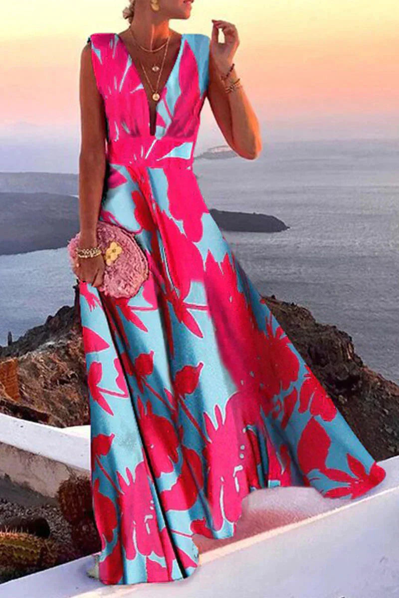 Ärmelloses Sommerkleid Damen | taillierte Passform | luftig | atmungsaktiv-Rosa/Blau-S-Luzern Mode