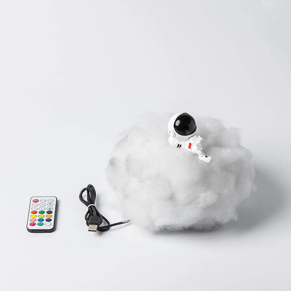 Astronaut Nachtlicht mit Fernbedienung, USB-Anschluss, Wolken-Design, LED-Lampe, weiß.