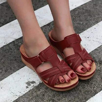 Orthopädische Damen-Sandalen | Verstellbar | Leicht & Fußfreundlich im Sommer-Rot-35-Luzern Mode