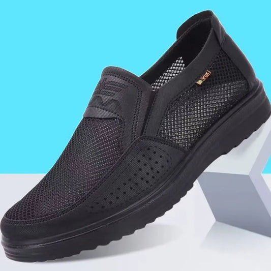 Herren Sommerschuhe | Atmungsaktives Mesh | Ultraleicht & flexibel | Rutschfeste Sohle-Schwarz-38-Luzern Mode