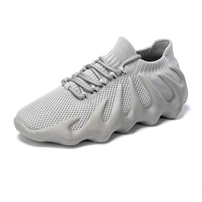 Unisex Sneaker | Mesh | Atmungsaktiv | Baumwolle | Schnürverschluss-Grau-35-Luzern Mode