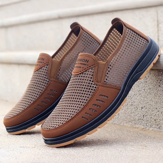 Herren Sneaker | Mesh | Atmungsaktiv | Gummi Sohle | Leicht | Luftig-Braun-39-Luzern Mode