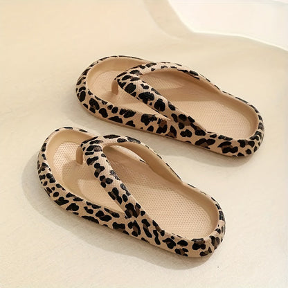 Sommer Slipper Damen | Atmungsaktiv & rutschfest | Leopard Print | bequem-Luzern Mode