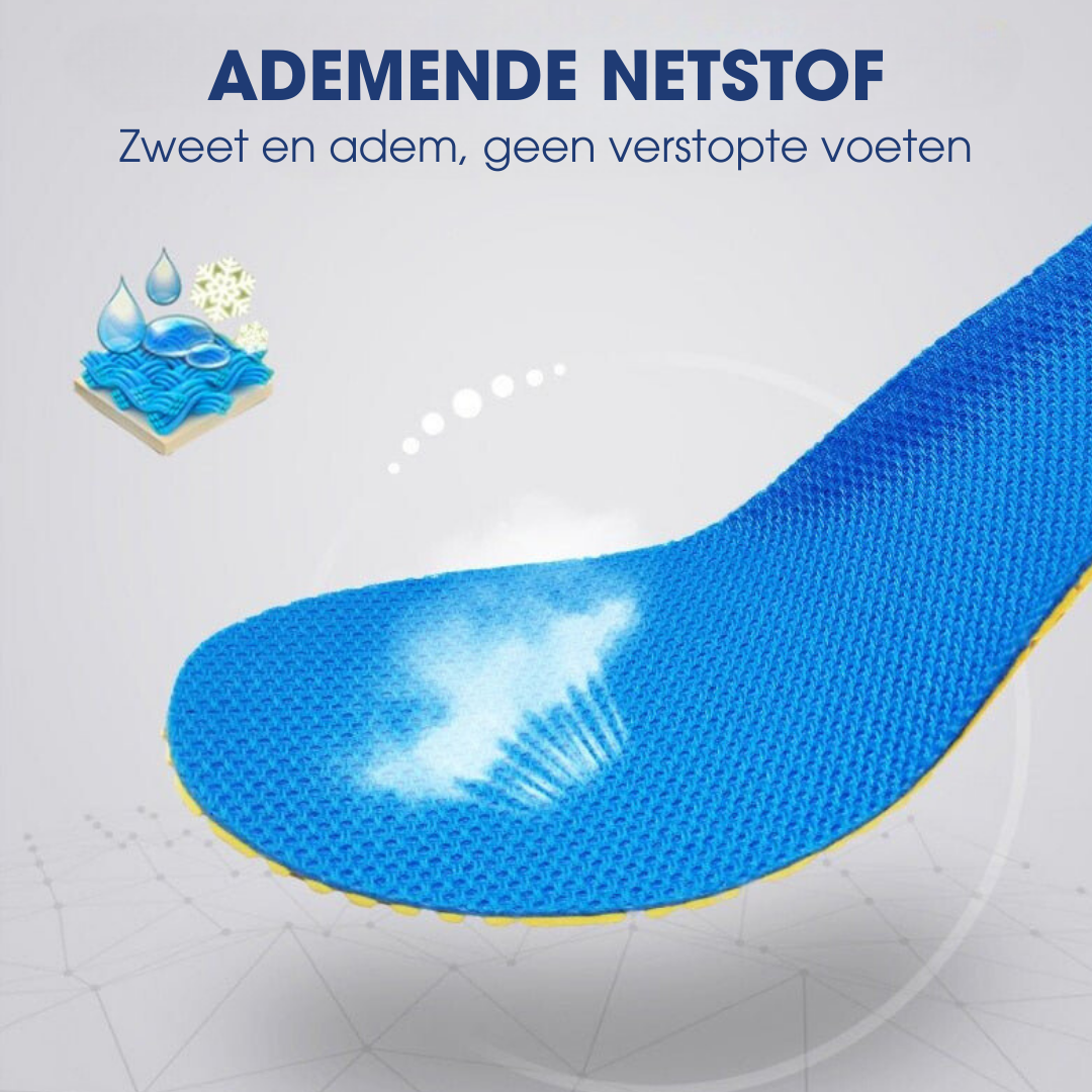 Blauer atmungsaktiver Netzstoff-Einlegesohle, verhindert Schweiß und Geruchsbildung.