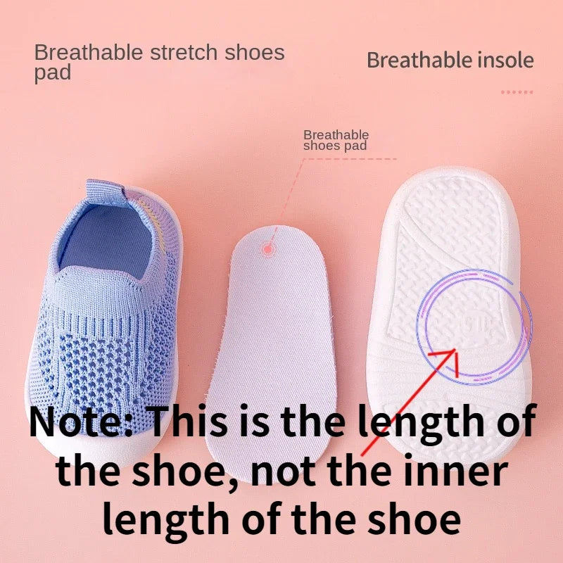 Atmungsaktive blaue Kinderschuhe aus Mesh, rutschfest, weich, für Jungen und Mädchen.