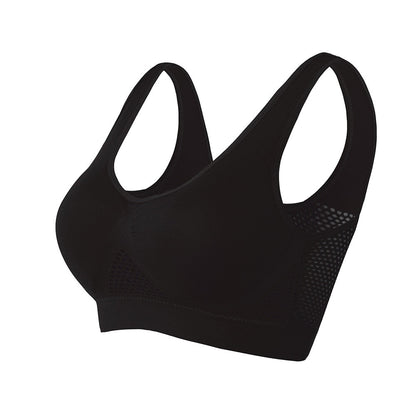 Sport-BH | Mesh | Atmungsaktiv | Nahtlos | Schnelltrocknend | Nylon-Schwarz-S-Luzern Mode