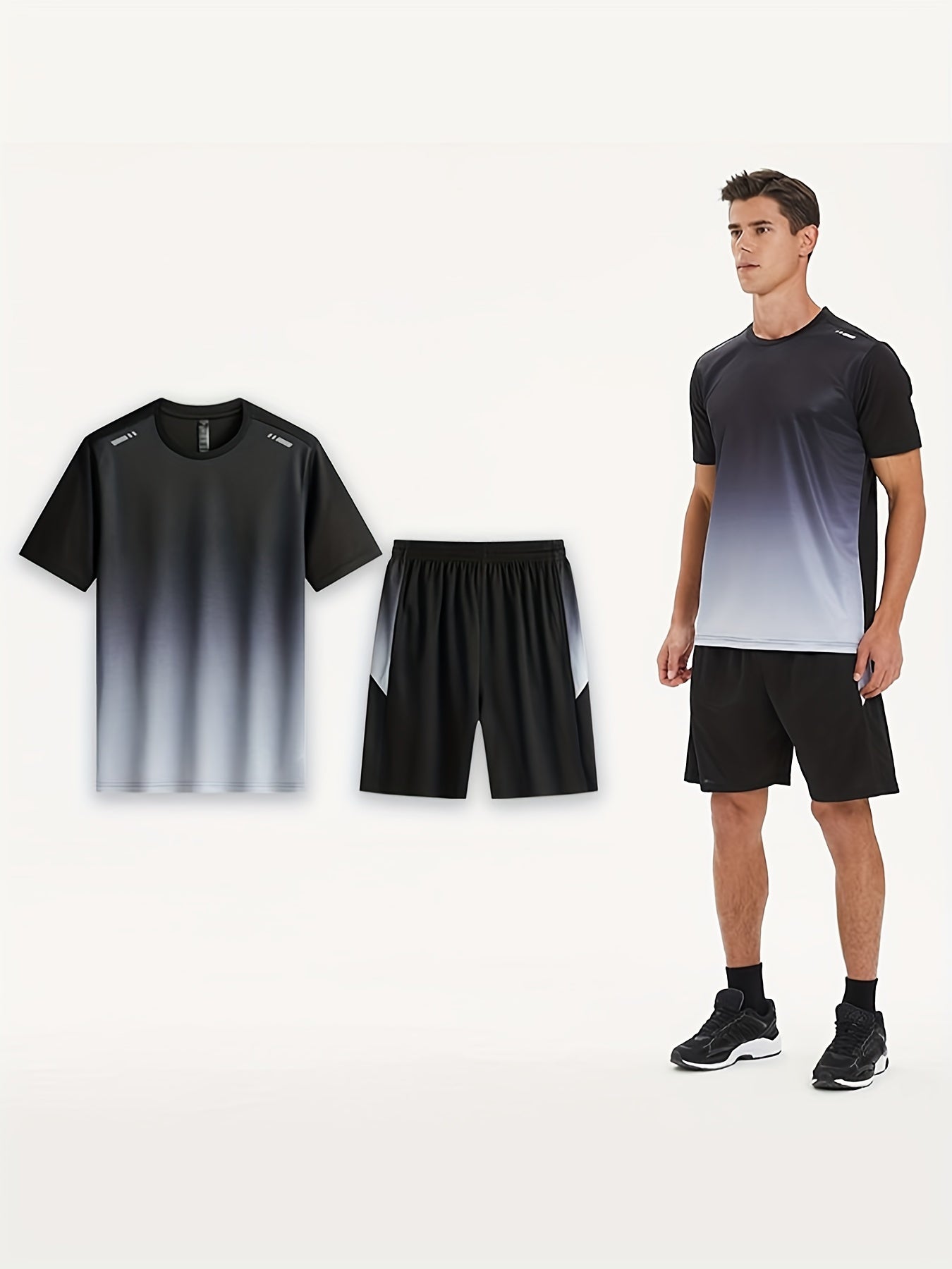 Herren Sport Set Sommer | Atmungsaktiv | T-Shirt und Shorts | Flexibel & modern-Luzern Mode