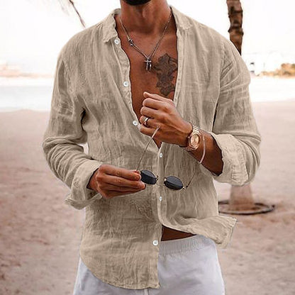 Sommerhemd Herren Baumwolle | Kurzarm & Leicht | Klassischer Look Style-Khaki-S-Luzern Mode