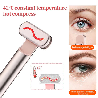 Elektrischer Augenmassagegerät, 42°C, silber, lindert Augenmüdigkeit, reduziert Augenringe.