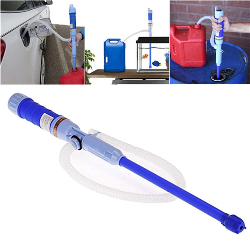 Elektrische Flüssigkeitspumpe blau, tragbar, für Benzin, Wasser, Öltransfer, vielseitig einsetzbar.