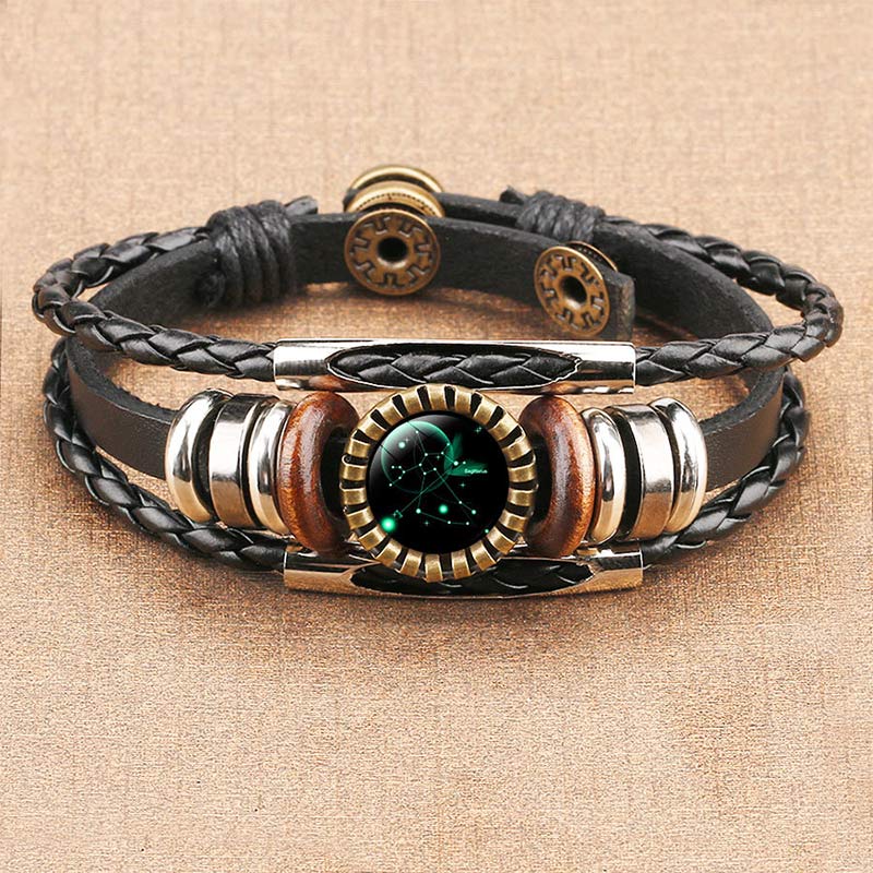 Vintage Lederarmband mit Kompass, schwarz-braun, verstellbar, Herren Accessoire.