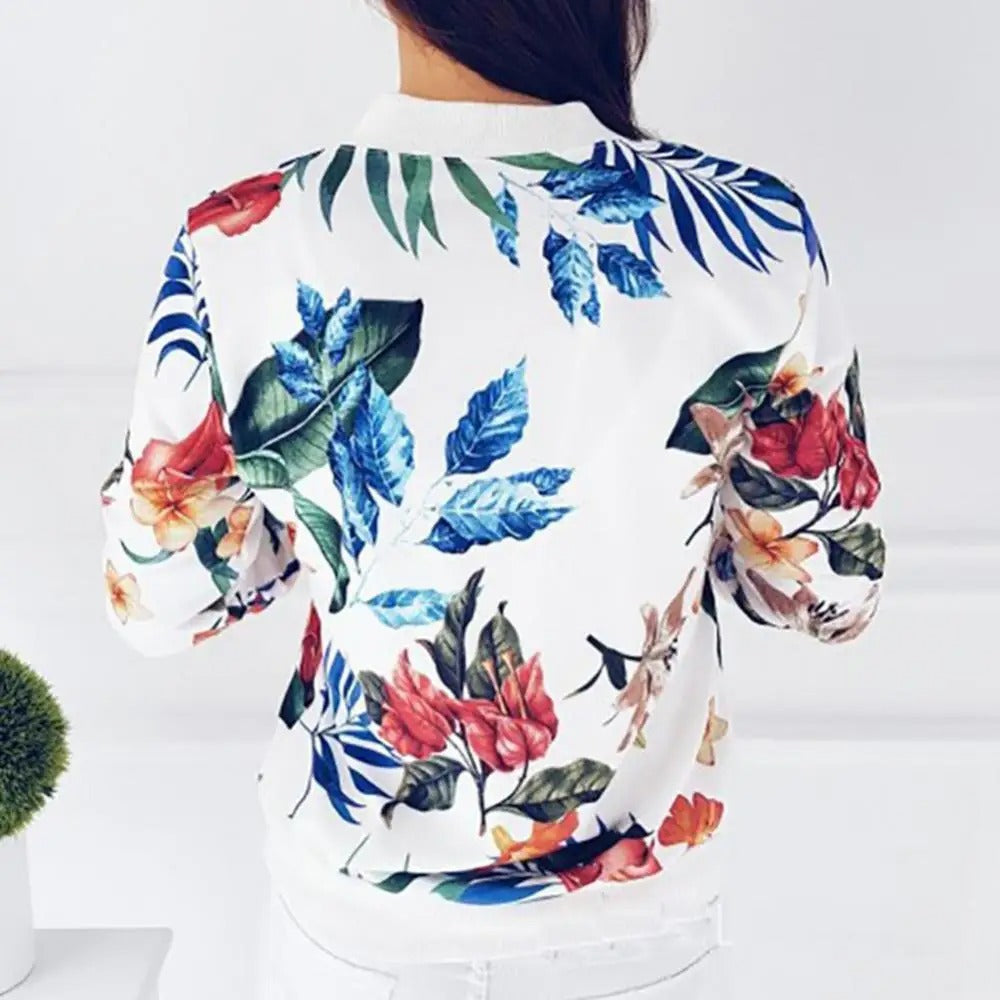 Langärmlige Damen-Sommerjacke mit Blumenmuster – Liora