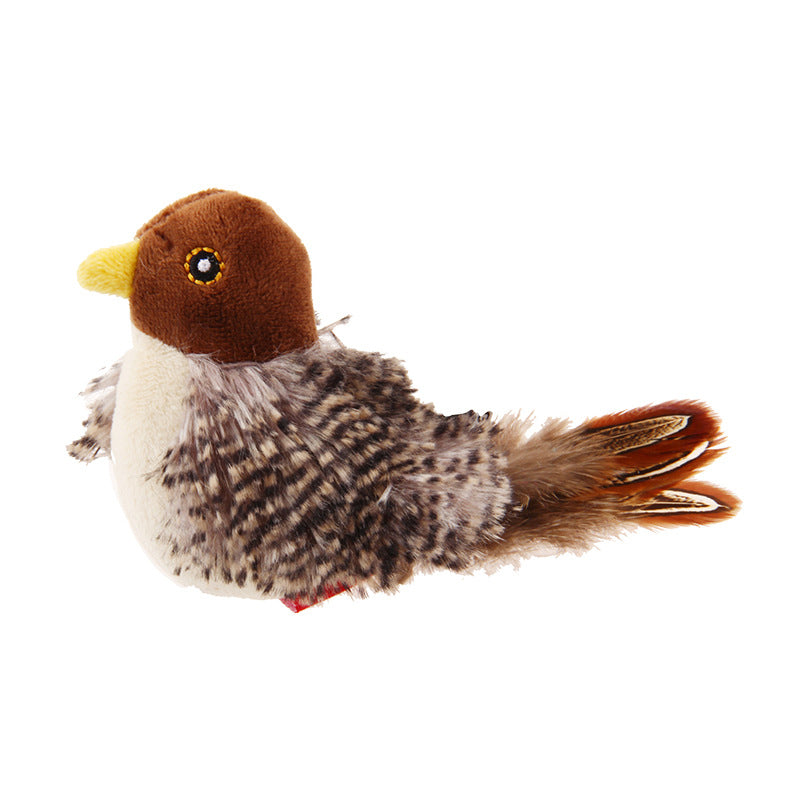 Plüschvogel Spielzeug, braun-grau, weiches Material, realistische Details, Kinder Geschenk.