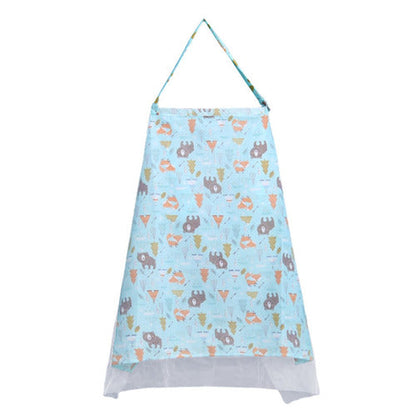 Blauer Baby-Wickelauflagenbezug mit Tiermotiven, wasserabweisend, Baumwolle, waschbar.