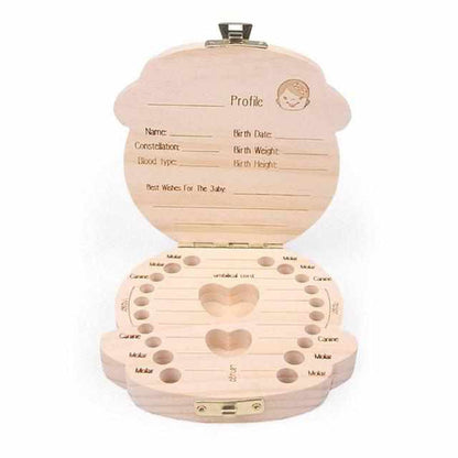 Holz-Zahndose für Kinder, personalisierbar, Baby-Erinnerungsbox, Zahnaufbewahrung, naturfarben