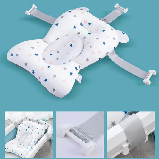Babykopfkissen mit Sternenmuster, weiß, ergonomisch, verstellbare Gurte, für Kinderwagen.