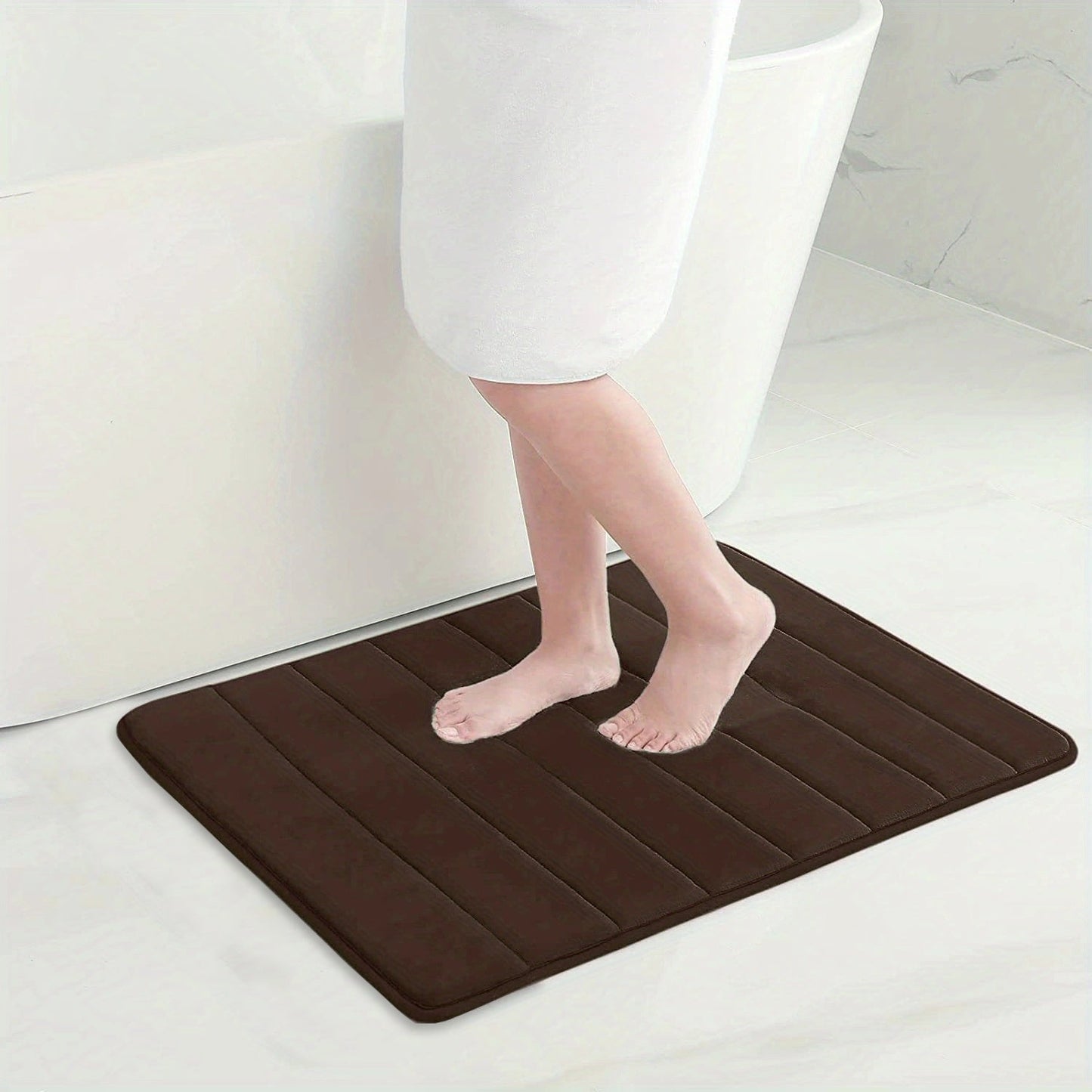 Braune Badematte aus Memory-Schaum, rutschfest, saugfähig, Badezimmer, Fußmatte.