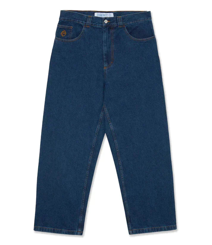 Baggy Big Boy Jeans, dunkelblau, urbaner Skate-Stil, lockere Passform, Herrenmode.