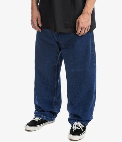 Männer Baggy Jeans, dunkelblau, urbaner Skate-Stil, lockere Passform, Streetwear Mode