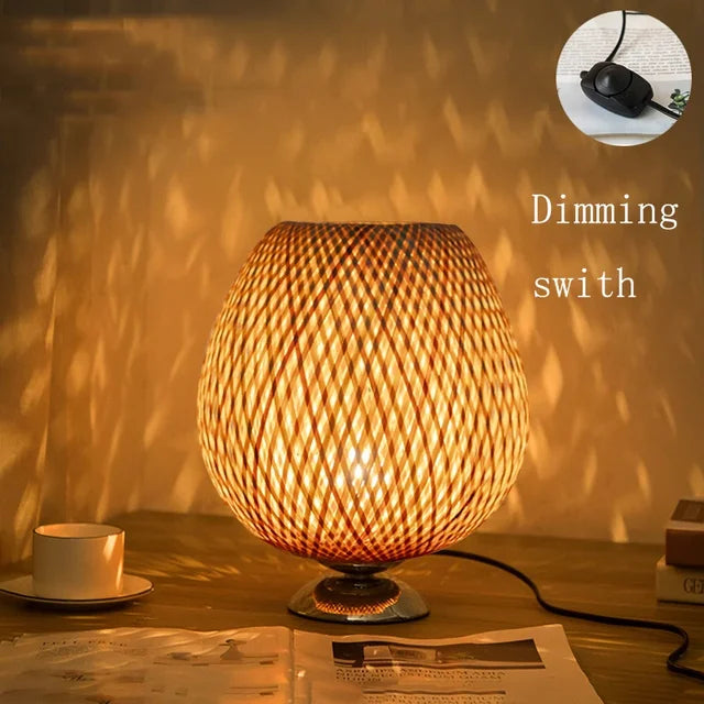 Vintage Bambus Tischlampe, handgefertigt, chinesischer Stil, Wohnzimmer Schlafzimmer Dekoration.