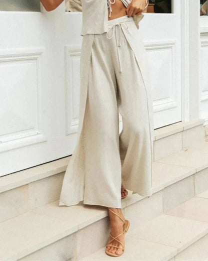 Zweiteiler Damen Baumwolle bequem | Rundhals Shirt Set | Homewear Outfit-Luzern Mode