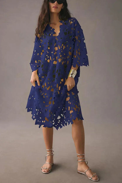 Midikleid mit Blumenmuster und Schnürung – Maelis
