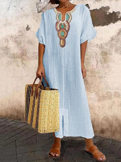 Kaftan-Maxikleid mit Stickereien – Yasmin