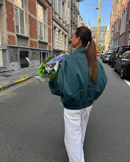 Übergroße Leder-Damenjacke – Noor