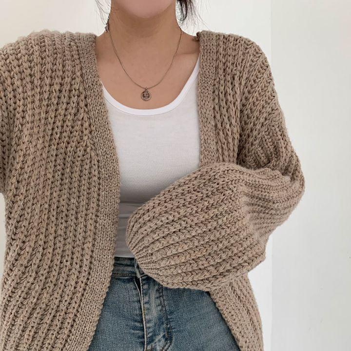 Damen Strickweste beige, bequem, stilvoll, lässig, Baumwolle, Herbstmode, MonAmi.