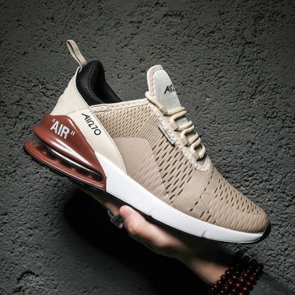 Beige Unisex-Sneaker mit Luftpolstersohle, atmungsaktiv, sportlich, modisch, für Herren und Damen.