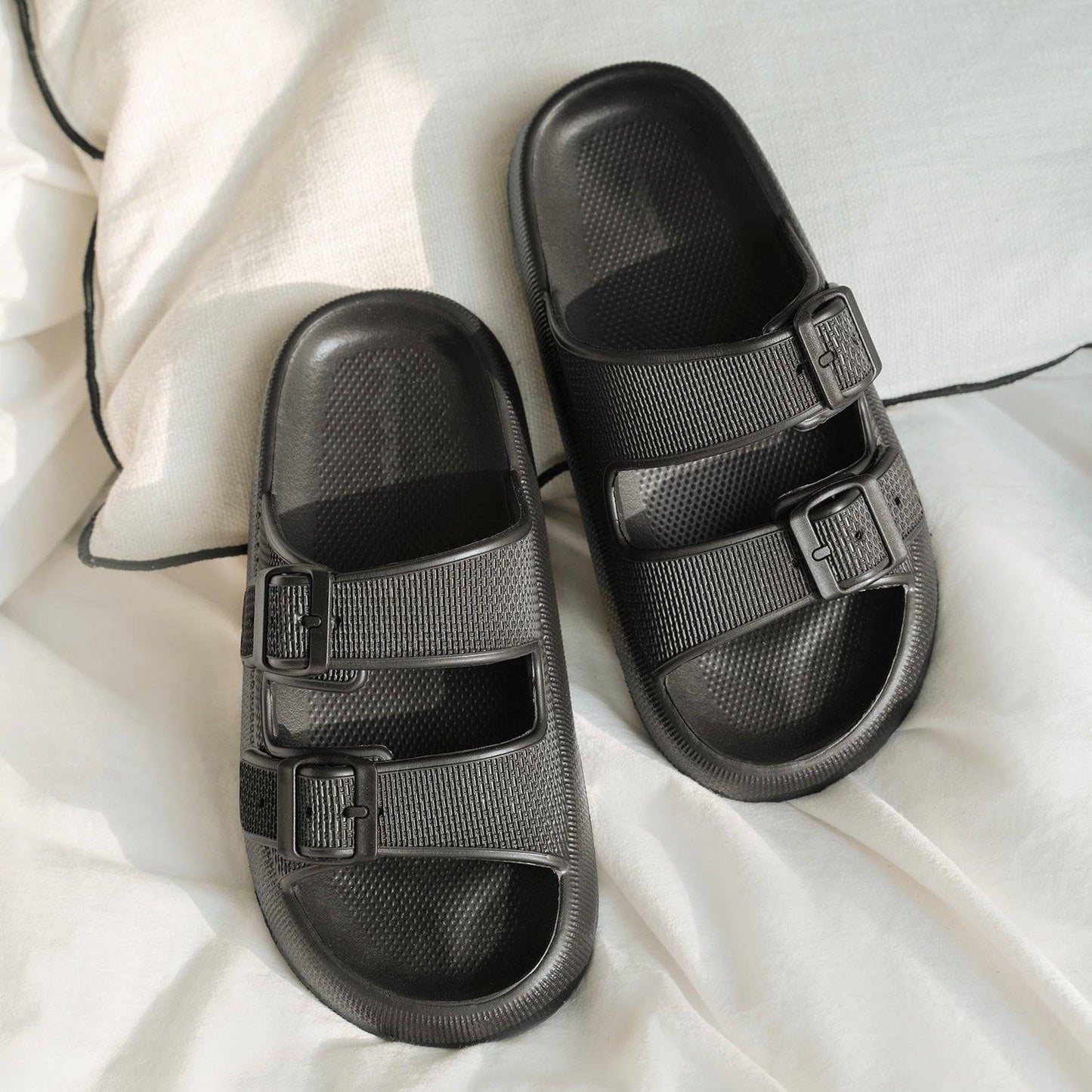 Pillow-Slides | Weicher Sohle | Unisex | Einfarbig | EVA-Schaum-Schwarz-36/37-Luzern Mode