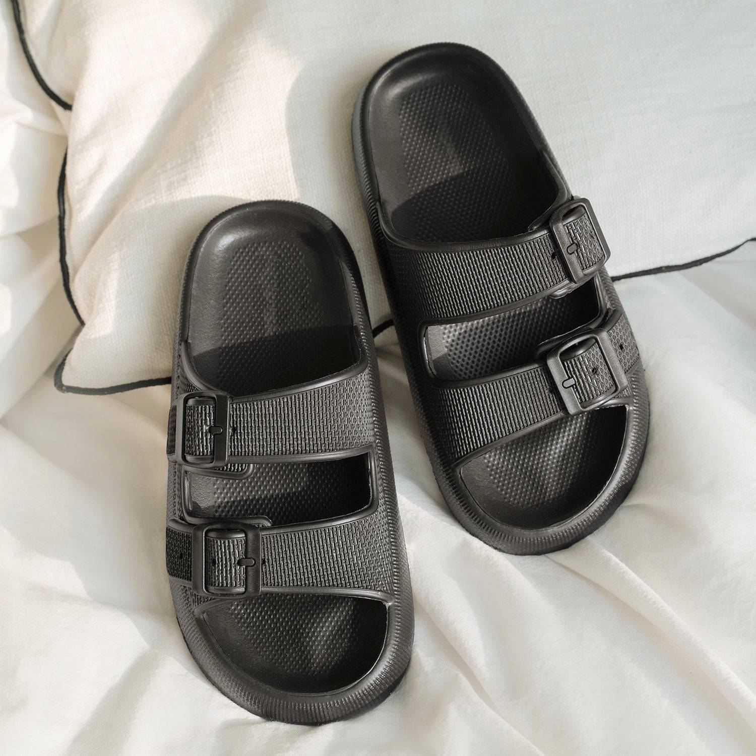 Pillow-Slides | Weicher Sohle | Unisex | Einfarbig | EVA-Schaum-Schwarz-36/37-Luzern Mode