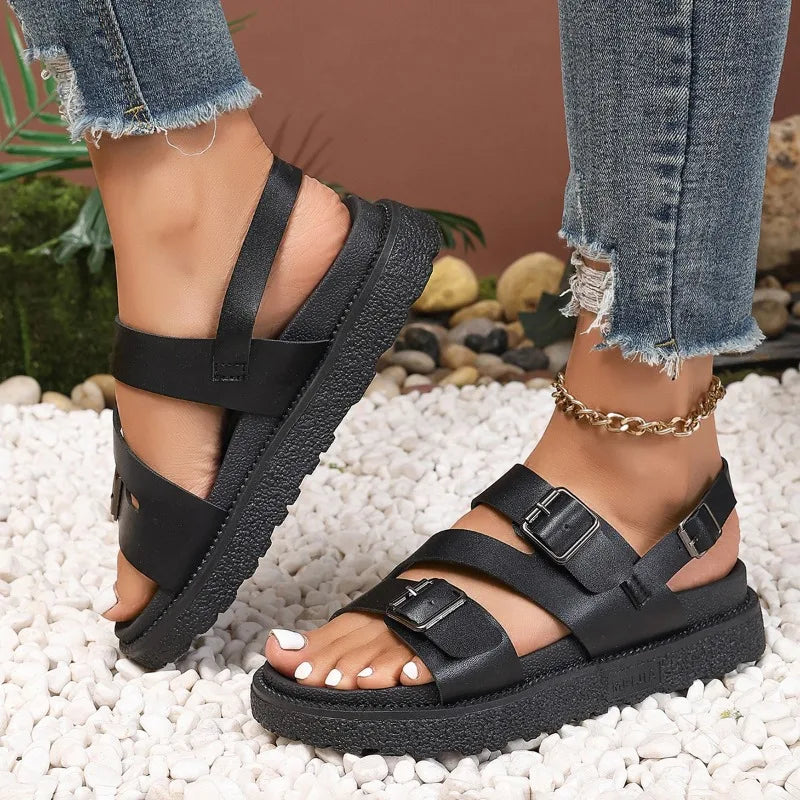 Komfortsandalen Damen | Vegan | Stützend & Rutschfest | Sommerschuhe für Senioren-Luzern Mode