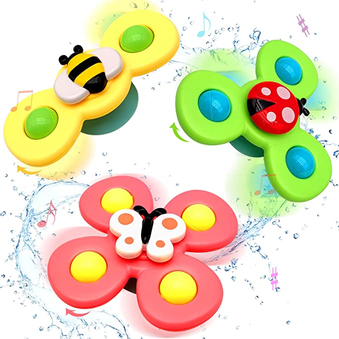 Bunte Saugnapf-Fidget-Spinner in Tierform: Biene, Marienkäfer, Schmetterling, Kinder-Spielzeug.