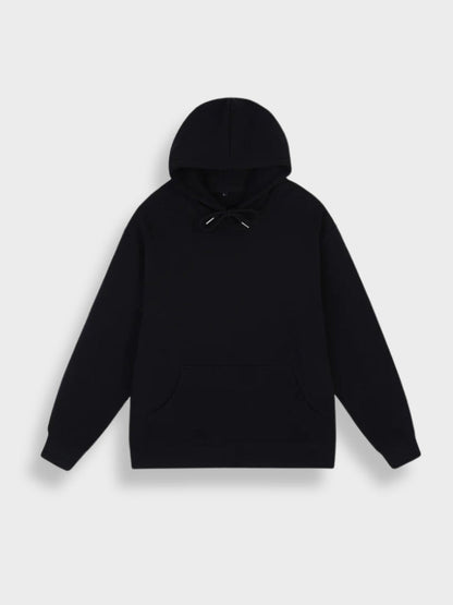 Schwarzer Kapuzenpullover aus Baumwolle, Unisex, lässig, mit Kängurutasche, modisch.