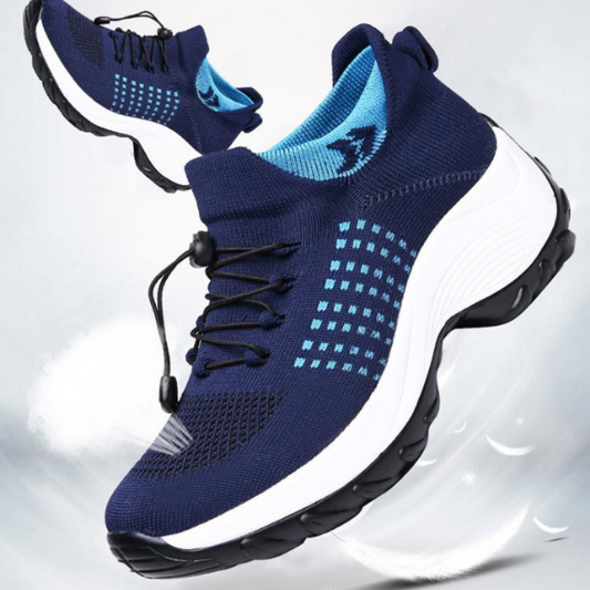 Blauer Sportschuh Herren, atmungsaktiv, rutschfest, leicht, für Laufen und Fitness.