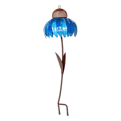Blaue Metall-Gartenblume, Solarleuchte, dekorative Gartenbeleuchtung, wetterfest.