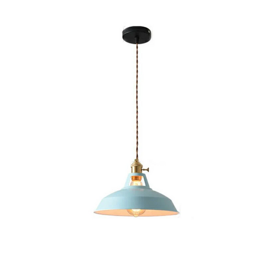 Blaue industrielle Hängelampe, Metall, Vintage-Stil, E27 Fassung, Innenbeleuchtung.