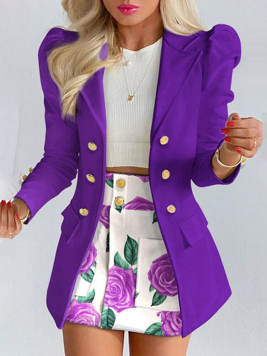 Taillierter Blazer | figurbetonter Rock | weiches Material | vielseitig kombinierbar-Violett-S-Luzern Mode