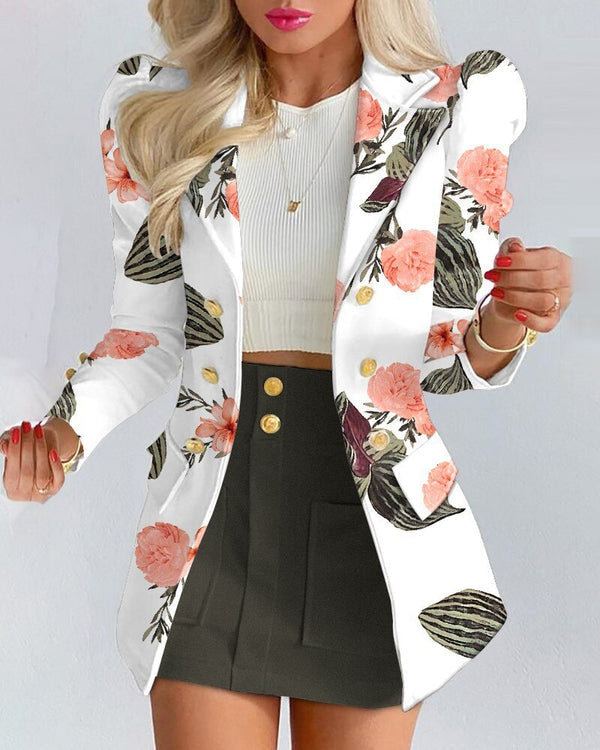 Taillierter Blazer | figurbetonter Rock | weiches Material | vielseitig kombinierbar-Weiß/Schwarz-S-Luzern Mode