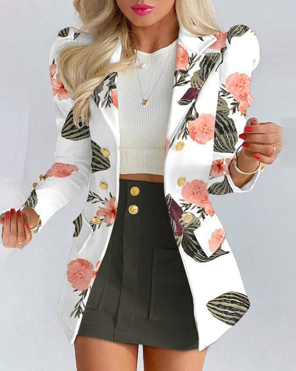 Taillierter Blazer | figurbetonter Rock | weiches Material | vielseitig kombinierbar-Weiß/Schwarz-S-Luzern Mode