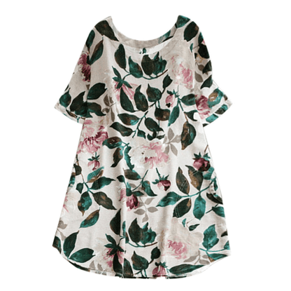 Sommerkleid Damen | Blumenmuster | Kurzarm | Freizeit | luftiger Schnitt-Luzern Mode