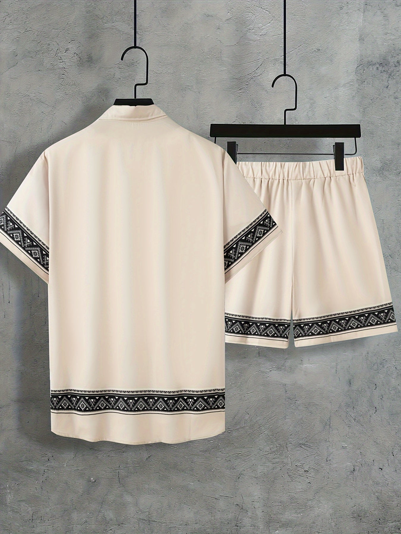 Boho Sommer Set Herren | zweiteilig Shirt Shorts | locker bequem | trendig Urlaub-Luzern Mode