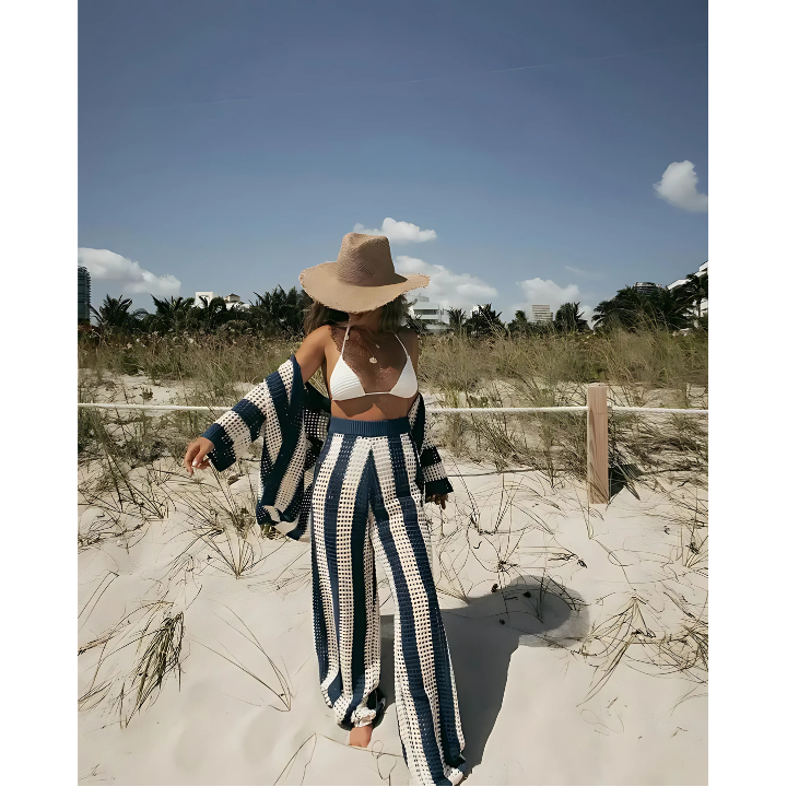 Boho Strand Set Damen | Luftig gehäkelt & bequem | Sommer Outfit für Urlaub-Luzern Mode