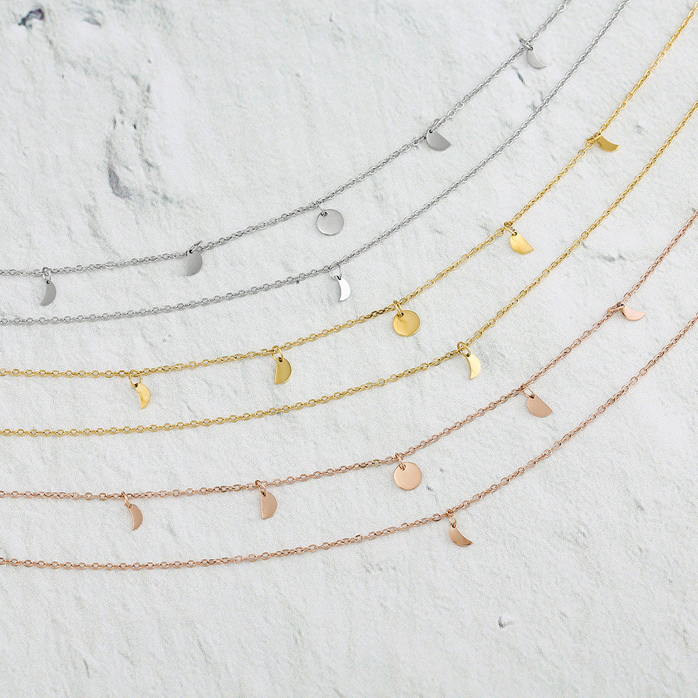 Mehrschichtige Boho-Halskette, gold, silber, roségold, modisch, Damen-Schmuck, Anhänger.
