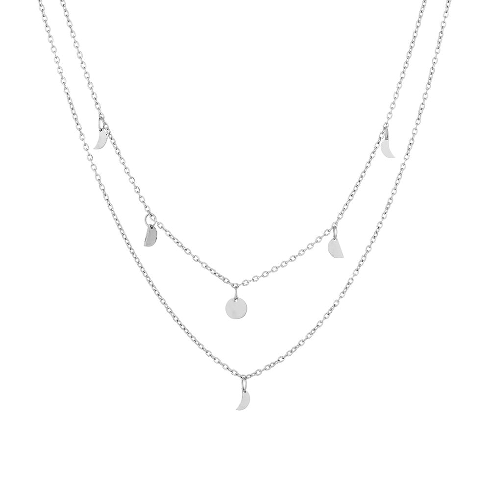 Bohème Halskette, mehrlagig, Silber, Anhänger, modisch, Damen-Schmuck, elegant, trendig.