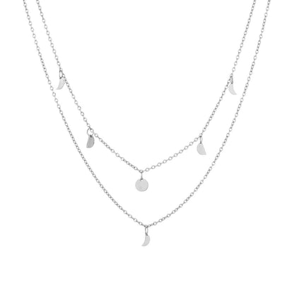 Bohème Halskette, mehrlagig, Silber, Anhänger, modisch, Damen-Schmuck, elegant, trendig.