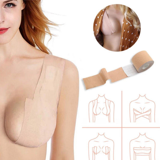 Hautfarbene Brust-Tape-Rolle für unsichtbaren Halt, ideal für rückenfreie Kleider.