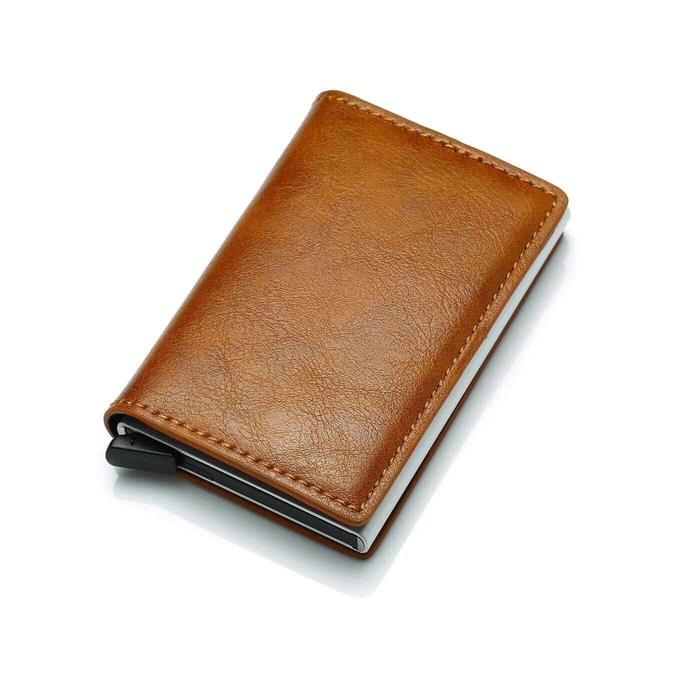Braune Leder-Geldbörse, kompakt, minimalistisch, für Karten und Bargeld, stilvolles Design.