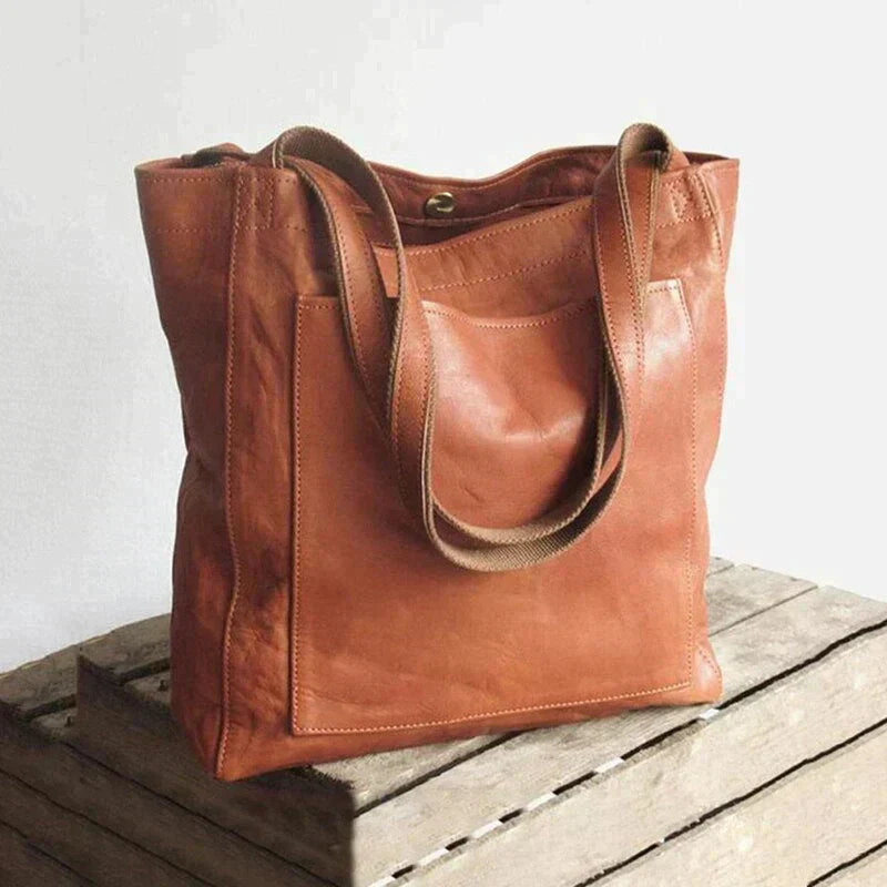 Braune Ledertasche, Damenhandtasche, robust, langlebig, modisch, Alltagsgebrauch, elegant.